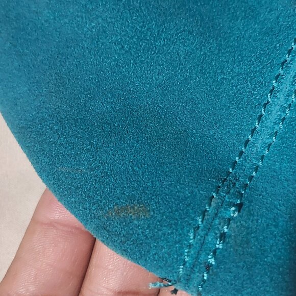 Anthropologies Turquoise  Blue Clutch Bag With resin handles - Picture 4 of 10